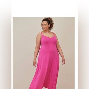 Torrid Super Soft Pink Jersey Knit Trapeze Maxi Dress Plus Size: 1x